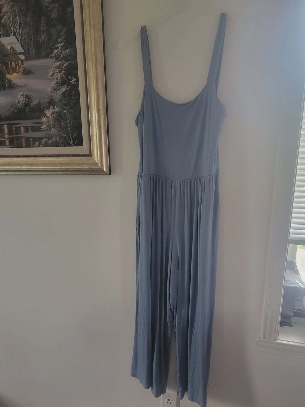 Light Blue Scoop-Neck Wide-Leg Jumpsuit